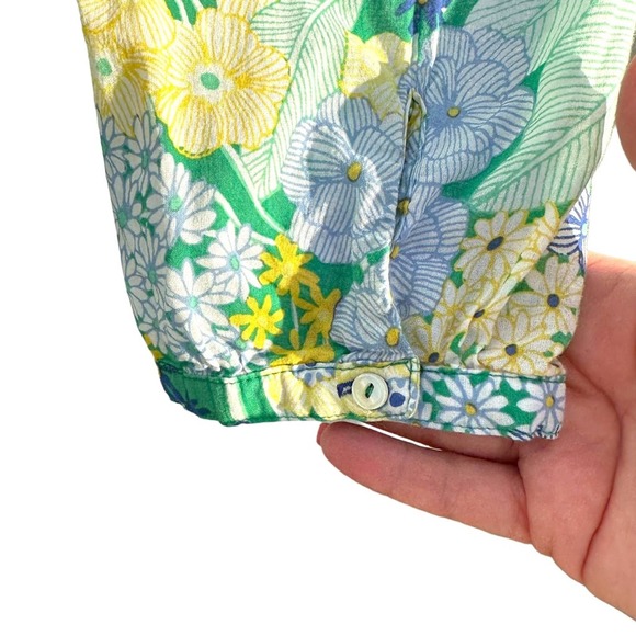 Talbots - Floral Cotton Tunic, Blue Green Yellow, Long Sleeve, SizeXL - Picture 4 of 11